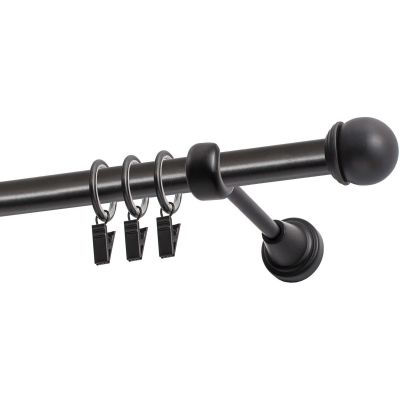 Einzelne Gardinenstange Ø 19 mm, schwarz, 480 cm, MAX-Knauf, mit Ringen, KOWALSKI