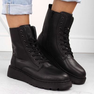 13. Gefütterte Damen-Lederstiefeletten Rieker schwarz 70401-00