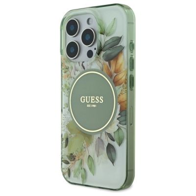 2. Guess IML Flower & Tonal Circle MagSafe Hülle für iPhone 16 Pro – Grün