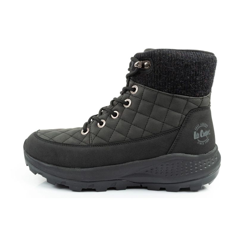 2. Lee Cooper Damen Winter-Wandersportschuhe, isoliert, schwarz, Öko-Leder