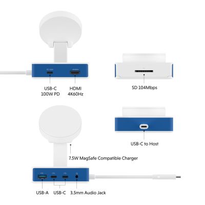 9. Hyper HyperDrive Flex MagCharge USB-C Hub, Weiß/Blau
