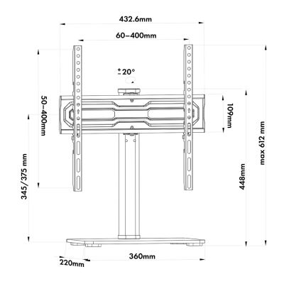 5. MACLEAN Universal-TV-Ständer für Schrank, Standfuß, max. 35 kg, 20 Grad drehbar, für 32-55"-Fernseher MC-132