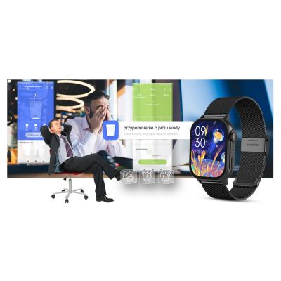 19. Smartwatch Gravity GT15-1 Schwarzes Silikonarmband + Schwarzes Armband