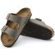 2. Birkenstock Arizona Birko-Flor Nubuk Stone Regular Wide Grau Damen/Herren Pantoletten (0151211)