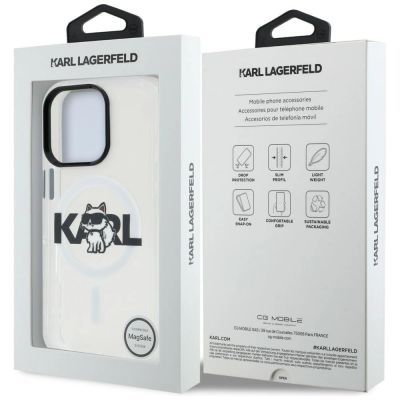 8. Karl Lagerfeld IML Choupette Sketch Logo MagSafe Hülle für iPhone 16 Pro Max – Transparent