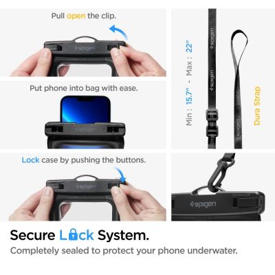 8. Spigen Aqua Shield A621 wasserdichte Hüfttasche + schwimmende Tasche – Schwarz