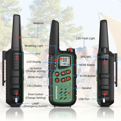 5. Baofeng BF-T25E Walkie-Talkie, grün, 2 Stück