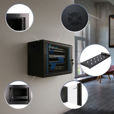 14. Extralink LITE 4U 530x400 Wandschrank, schwarz, freistehend/Wand-/Bodenregal, schwarz