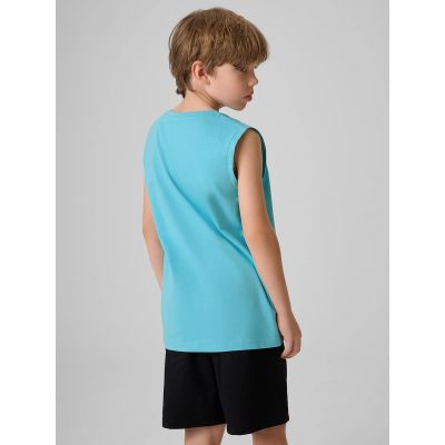 2. Ärmelloses, normales T-Shirt mit Aufdruck für Jungen, Größe 4F 4FJRSS26TSLEM354-047S
