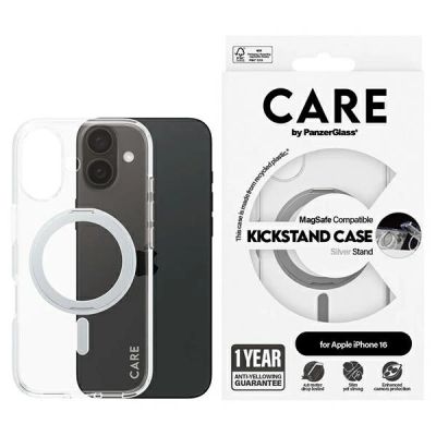 CARE by PanzerGlass Feature Kickstand Case iPhone 16 6,1" Silber/Silber MagSafe 1325