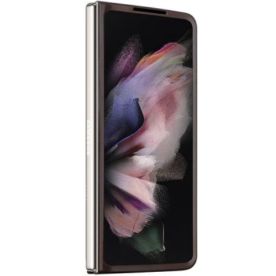 3. Guess Leder 4G Triangle Strass Hülle für Samsung Galaxy Z Fold 5 – braun