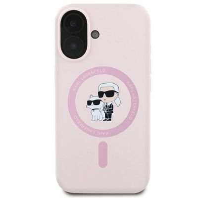 3. Karl Lagerfeld Silikon Karl&Choupette Heads Ring MagSafe Case für iPhone 16 Plus - Pink