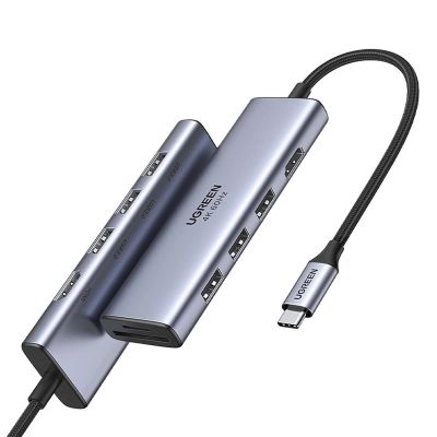 2. Ugreen Multifunktions-HUB USB Typ C - 3x USB 3.2 Gen 1 / HDMI 4K 60Hz / SD- und TF-Kartenleser grau (60383 CM511)