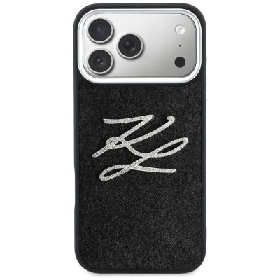 3. Karl Lagerfeld IML Glitter KL Diamond Logo Hülle für iPhone 17 Pro Max - Schwarz