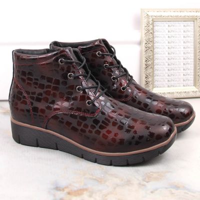 6. Isolierte Keilstiefeletten aus Leder Filippo W PAW376B burgunderrot