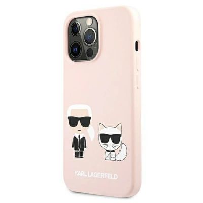 3. Karl Lagerfeld Silikon Ikonik Karl&Choupette MagSafe Case für iPhone 13 Pro Max - Hellrosa