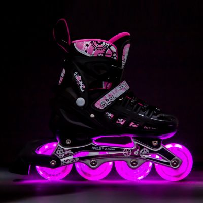2. NH10905 4in1 PINK LED GRÖSSE S (31-34) ROLLERSCHUHE MIT DIMENSIONALEM HOCKEYBLATT NILS EXTREME
