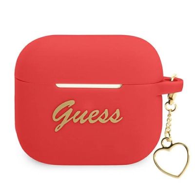 Guess, GUA3LSCHSR AirPods 3 Cover rot/rot Silikon-Charm-Herz-Kollektion