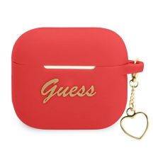 Guess, GUA3LSCHSR AirPods 3 Cover rot/rot Silikon-Charm-Herz-Kollektion