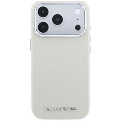 3. Karl Lagerfeld MagSafe-Hülle mit genarbtem, länglichem Logo für iPhone 17 Pro Max / 18 Pro Max – Beige