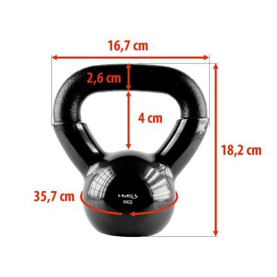 8. Schwarze HMS KNV06 Kettlebell aus Gusseisen, 6 kg