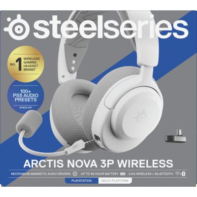 7. Steelseries Arctis Nova 3P Wireless für Playstation-Kopfhörer, Weiß