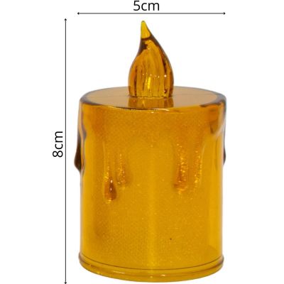 34. Dekorative Kerze, 8 cm, bernsteinfarben, warmweiß, 1 LED