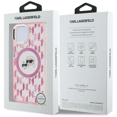 8. Karl Lagerfeld IML Monogram Karl & Choupette Head MagSafe-Hülle für iPhone 15 Plus – Rosa