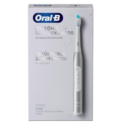 4. Oral-B Pulsonic Slim Luxe 4000 Ultraschallzahnbürste – Tägliche Pflege – Sensitiv – für weiße Zähne – 62.000 Bewegungen pro Minute – Platin – 2 Min.