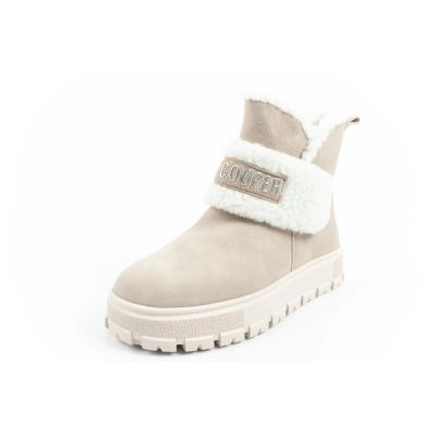 3. Lee Cooper Damen Stiefel Winterstiefel modisches Schaffell isoliertes Leder Beige