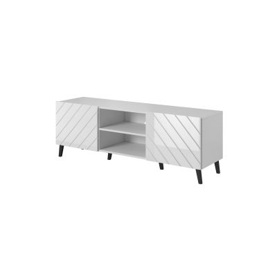 3. ABETO TV-Schrank 150x42x52 weiß/weiß glänzend