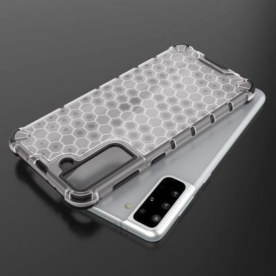 8. Honeycomb Handyhülle Schutzhülle mit TPU Rahmen für Samsung Galaxy S21+ 5G (S21 Plus 5G) blau