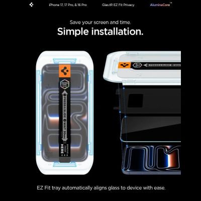 18. Spigen Glas.tR EZ Fit Privacy Tempered Glass für iPhone 16 Pro / 17 / 17 Pro - 2 Stk.