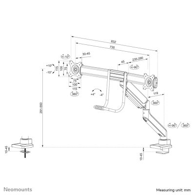 19. Neomounts DS75-450WH2 Monitorhalterung/Ständer für 81,3 cm (32") Monitore, Schreibtisch, Weiß