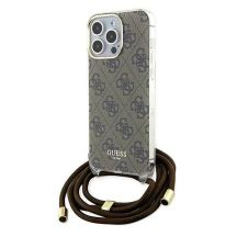Guess Crossbody Cord 4G Print Hülle für iPhone 15 Pro – braun