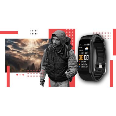 10. Smartwatch GIEWONT Schwarz und Rot 2 Armbänder GW200-1