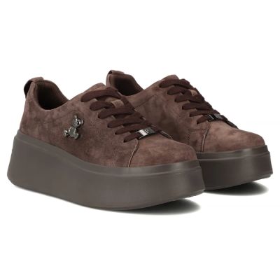 5. Damen-Plateauschuhe aus braunem Leder, Modell Filippo 6246