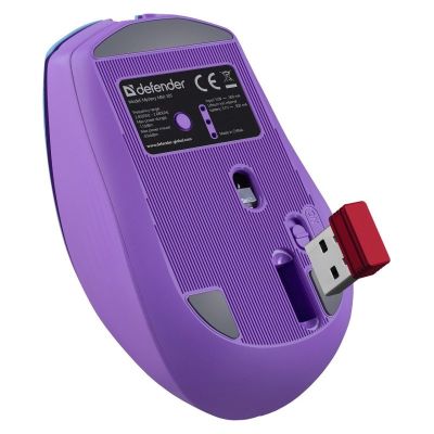 6. DEFENDER MYSTERY MOUSE MM-301 RF+BT LILA 1600dpi 6P