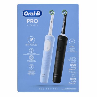 44. Oral-B Vitality Pro Duo Rote, pulsierende Zahnbürste für Erwachsene, Schwarz, Blau, Weiß
