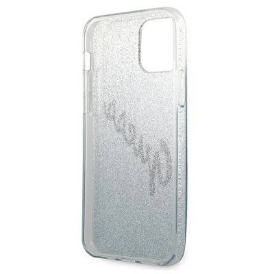7. Guess, GUHCP12MPCUGLSBL iPhone 12/12 Pro 6,1" blau/blaue Hardcase Glitter Gradient Script