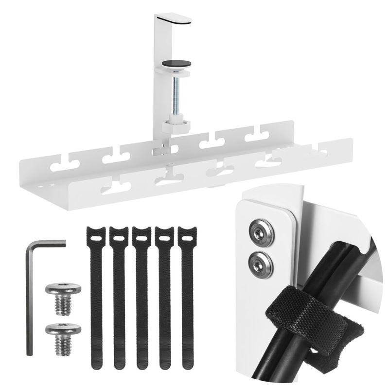 3. MACLEAN Kabelorganizer für unter den Schreibtisch, max. 5 kg, weiß, MC-105 W