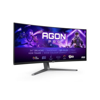 AOC AGON PRO AG346UCD Computermonitor 86,4 cm (34") 3440 x 1440 px Wide Quad HD QD-OLED Schwarz, Grau