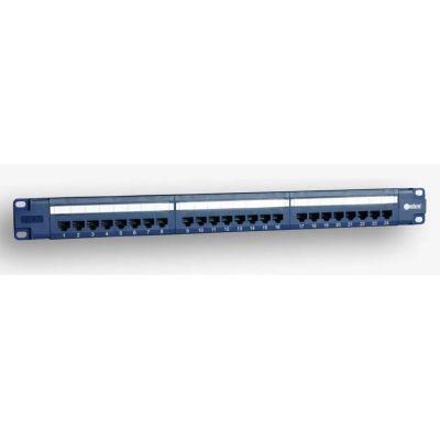 EmiterNet Panel 19", 24xRJ45 UTP cat.5e (1U) mit Ablage, blau (PoE)
