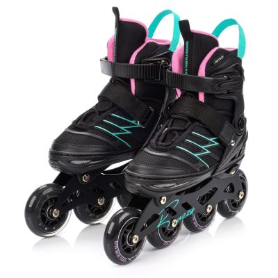 4. Meteor M 34-38 Buzzy Rollschuhe Schwarz/Rosa/Mint