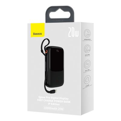 5. Powerbank 10000 mAh 20 W Baseus Qpow Pro Overseas Edition + USB C 3A Kabel – Schwarz
