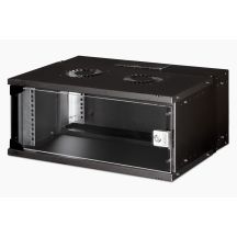 19" 4HE Wand-Netzwerkschrank, SOHO PRO 240 x 540 x 400 mm, Glastür, schwarz, unmontiert, 60 kg