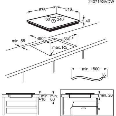 4. AEG TN64RA06XB Schwarzer Einbauherd 60 cm Keramik 4 Kochzonen