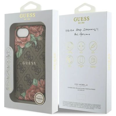 8. Guess 4G Flowers Print MagSafe Hülle für iPhone 16e - braun