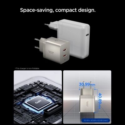 4. Spigen Essential EE472EU-GAN 2-Port 47W Wandladegerät – Titan