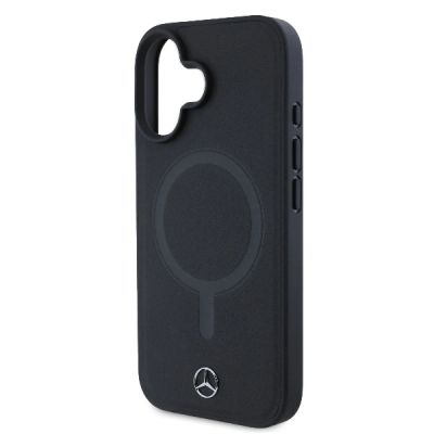 6. Mercedes Plain Smooth Leather MagSafe Hülle für iPhone 16 – Schwarz